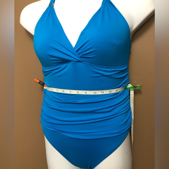 Blue One-pieces Tie Neck Swimsuit - Picture 5 of 12
